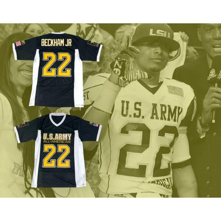 CUSTOM ANY Name Number ODELL BECKHAM JR. 22 U.S. ARMY HIGH SCHOOL ALL-AMERICAN WEST FOOTBALL JERSEY Top Stitched S-6XL