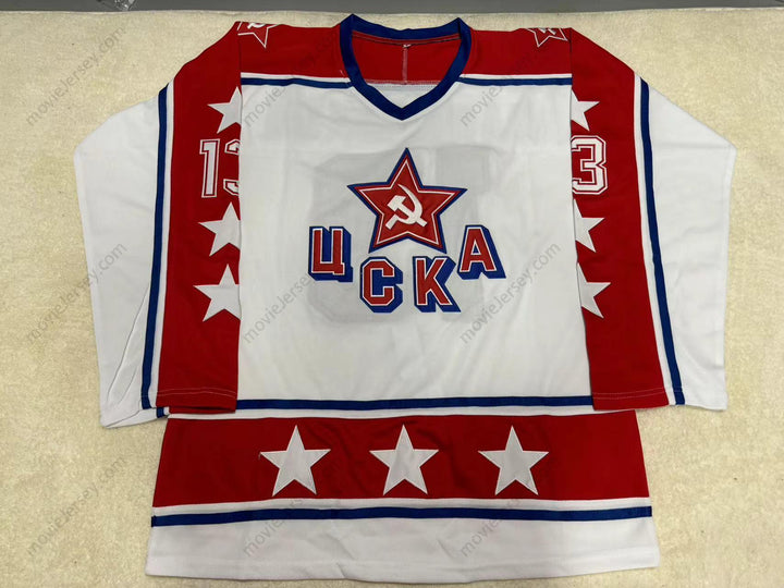 Custom Any Name Number VALERI KAMENSKY 13 SOVIET CENTRAL RED ARMY WHITE HOCKEY JERSEY Top Stitched S-6XL