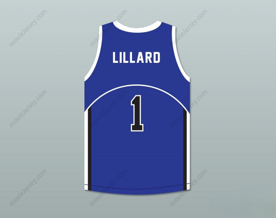 CUSTOM ANY Name Number DAMIAN LILLARD 1  HIGH SCHOOL WILDCATS BLUE BASKETBALL JERSEY 2 Top Stitched S-6XL