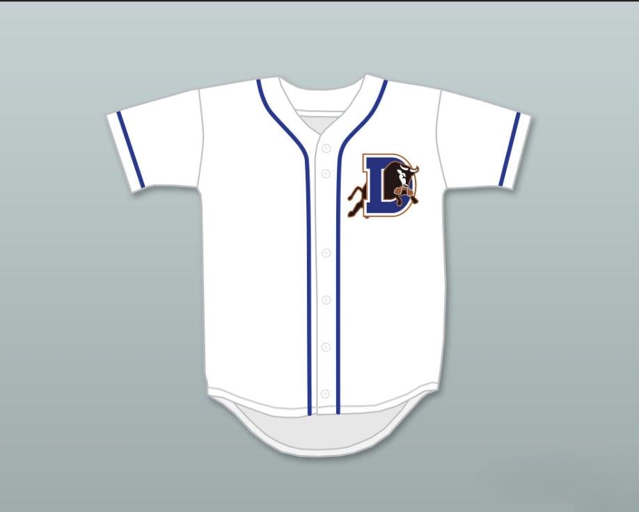 Custom Any Name Number CRASH DAVIS 8  BUTTON DOWN WHITE BASEBALL JERSEY Top Stitched S-6XL