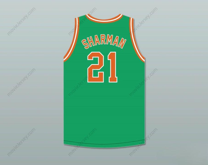 CUSTOM ANY Name Number BILL SHARMAN 21 PORTERVILLE HIGH SCHOOL PANTHERS GREEN BASKETBALL JERSEY 2 Top Stitched S-6XL