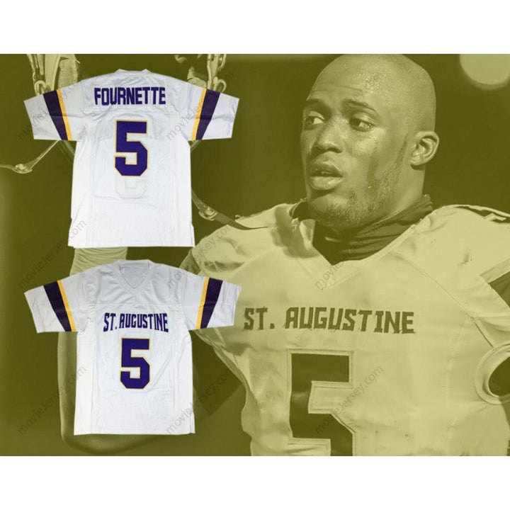 CUSTOM ANY Name Number LEONARD FOURNETTE 5 ST. AUGUSTINE HIGH SCHOOL PURPLE KNIGHTS WHITE FOOTBALL JERSEY Top Stitched S-6XL