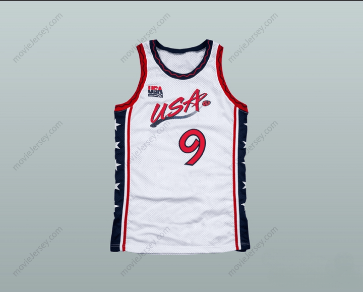 CUSTOM ANY Name Number 1996 MITCH RICHMOND 9 USA TEAM HOME BASKETBALL JERSEY Top Stitched S-6XL