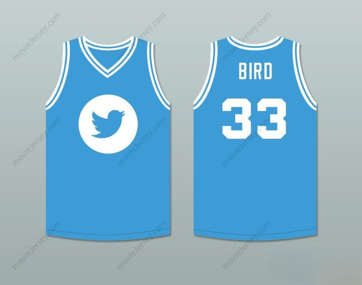 CUSTOM ANY Name Number LARRY BIRD 33 TWITTER LIGHT BLUE BASKETBALL JERSEY Top Stitched S-6XL