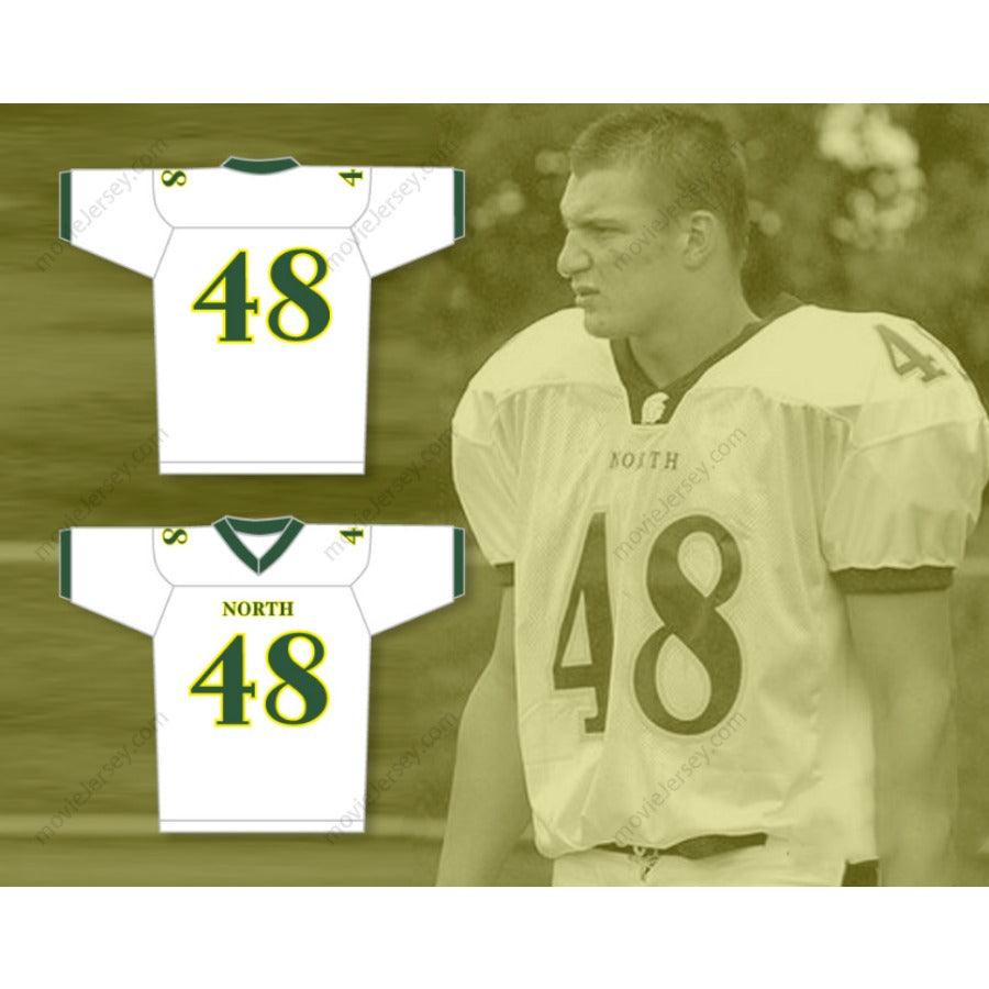 CUSTOM WHITE ROB GRONKOWSKI 48 NORTH HIGH SCHOOL FOOTBALL JERSEY Top Stitched S-6XL