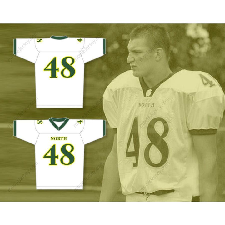CUSTOM WHITE ROB GRONKOWSKI 48 NORTH HIGH SCHOOL FOOTBALL JERSEY Top Stitched S-6XL