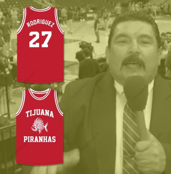 CUSTOM ANY Name Number GUILLERMO RODRIGUEZ 27 TIJUANA PIRANHAS RED BASKETBALL JERSEY MEXICAN EXPANSION TEAM Top Stitched S-6XL