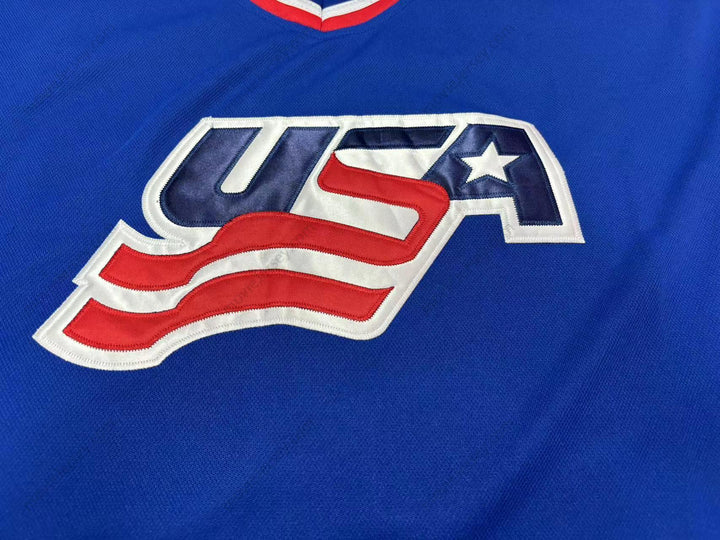 Custom Any Name Number MOE MANTHA 43 USA NATIONAL TEAM BLUE HOCKEY JERSEY Top Stitched S-6XL
