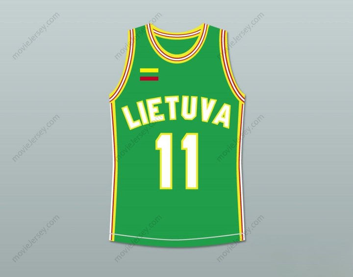 CUSTOM ANY Name Number ARVYDAS SABONIS 11 LITHUANIA BASKETBALL JERSEY STITCH SEWN Top Stitched S-6XL