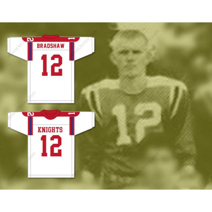 CUSTOM TERRY BRADSHAW 12 HIGH SCHOOL KNIGHTS WHITE FOOTBALL JERSEY All S-6XL