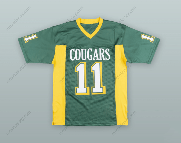 CUSTOM ANY Name Number RUSSELL WILSON 11 COLLEGIATE SCHOOL COUGARS GREEN FOOTBALL JERSEY Top Stitched S-6XL