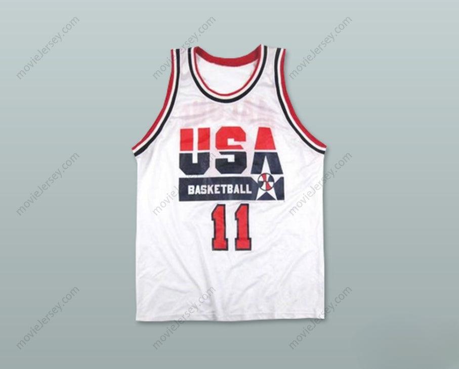 CUSTOM ANY Name Number KARL MALONE 11 USA HOME BASKETBALL JERSEY Top Stitched S-6XL