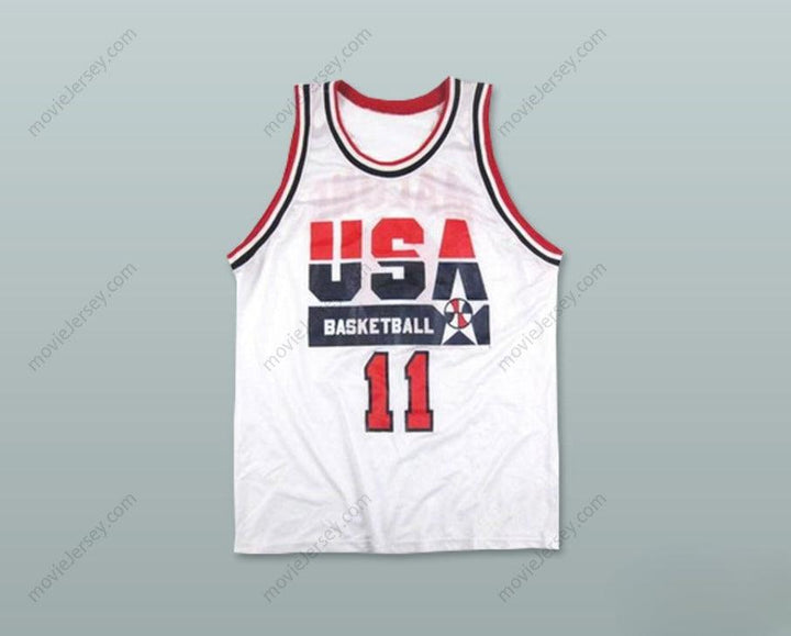 CUSTOM ANY Name Number KARL MALONE 11 USA HOME BASKETBALL JERSEY Top Stitched S-6XL
