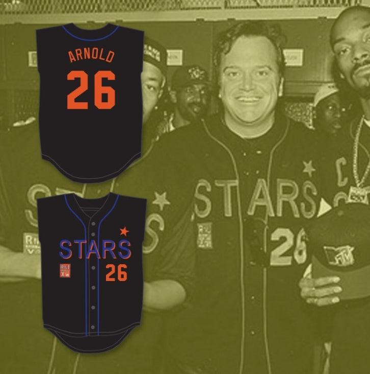 Custom Any Name Number TOM ARNOLD 26 STARS SOFTBALL JERSEY 10TH ANNUAL ROCK 'N JOCK SOFTBALL CHALLENGE 1999 Top Stitched S-6XL