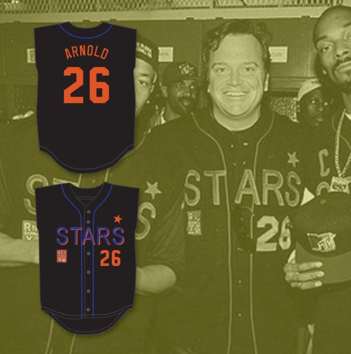 Custom Any Name Number TOM ARNOLD 26 STARS SOFTBALL JERSEY 10TH ANNUAL ROCK 'N JOCK SOFTBALL CHALLENGE 1999 Top Stitched S-6XL