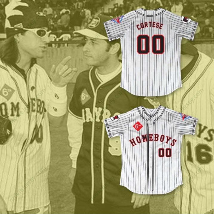Custom Any Name Number DAN CORTESE 00 HOMEBOYS PINSTRIPED BASEBALL JERSEY 6TH ANNUAL ROCK N' JOCK SOFTBALL CHALLENGE 1995 Top Stitched S-6XL