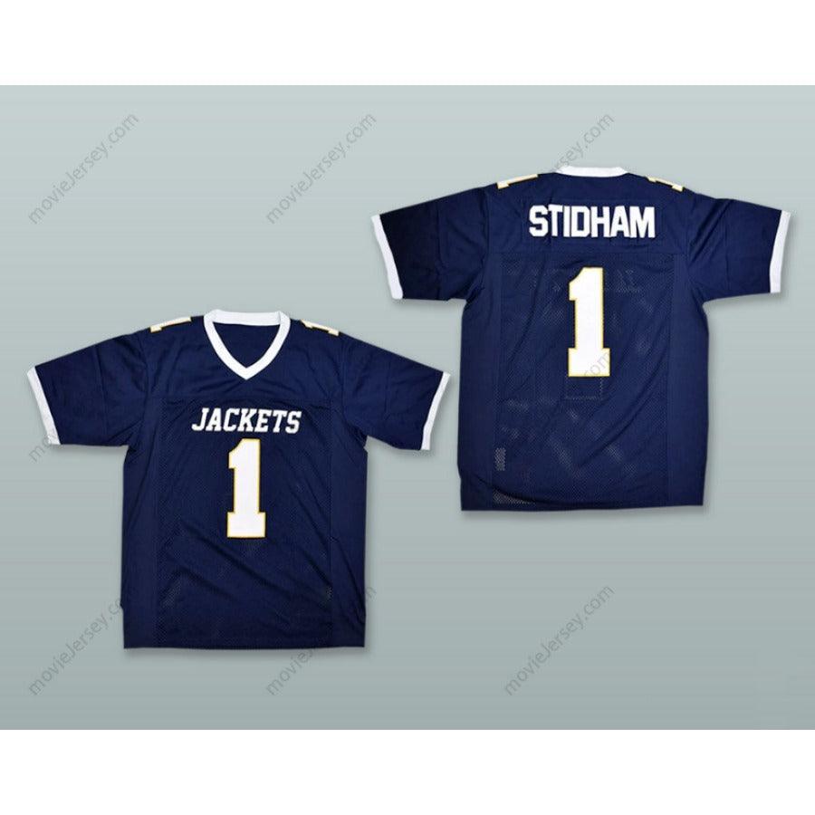 CUSTOM ANY Name Number ARRETT STIDHAM 1 STEPHENVILLE HIGH SCHOOL YELLOW JACKETS NAVY BLUE Football Jersey Top Stitched S-6XL