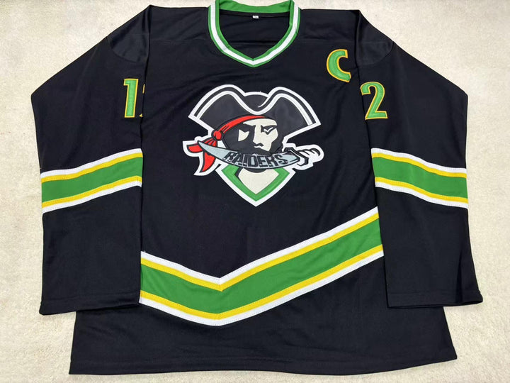Custom Any Name Number SCOTT HARTNELL 12 PRINCE ALBERT RAIDERS BLACK HOCKEY JERSEY  Stitched Top Stitched S-6XL