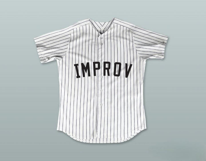 Custom Any Name Number JERRY SEINFELD 2 IMPROV WHITE PINSTRIPED BASEBALL JERSEY Top Stitched S-6XL