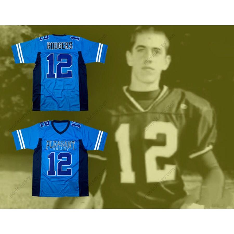 CUSTOM ANY Name Number AARON RODGERS 12 PLEASANT VALLEY HIGH SCHOOL VIKINGS BLUE FOOTBALL JERSEY Top Stitched S-6XL