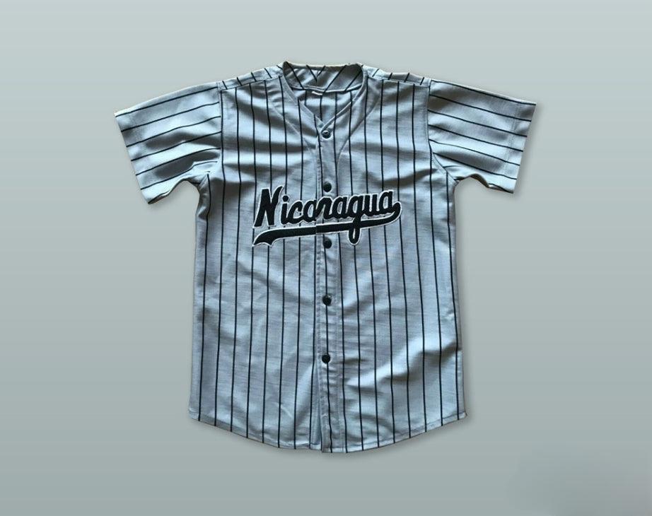 Custom Any Name Number NICARAGUA 12 GRAY PINSTRIPED BASEBALL JERSEY Top Stitched S-6XL