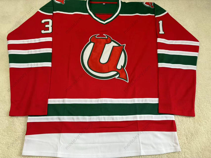 Custom Any Name Number CHRIS TERRERI 31 UTICA DEVILS RED WHITE HOCKEY JERSEYStitched Top Stitched S-6XL