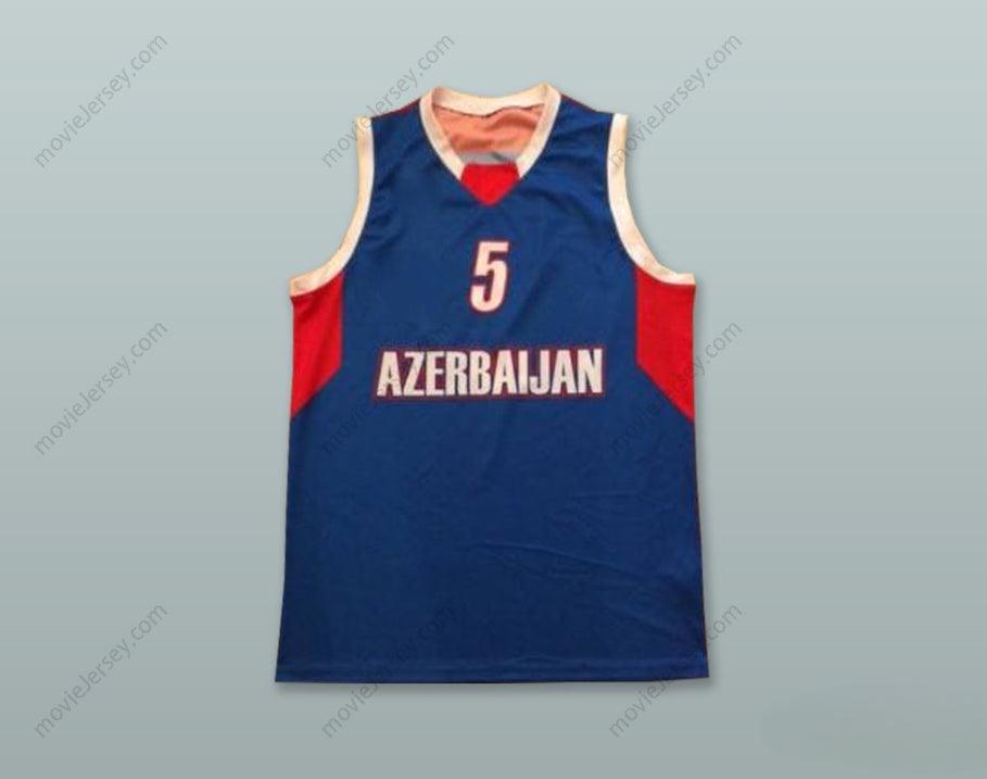 CUSTOM ANY Name Number ALIJEVAS 5 AZERBAIJAN BLUE BASKETBALL JERSEY Top Stitched S-6XL