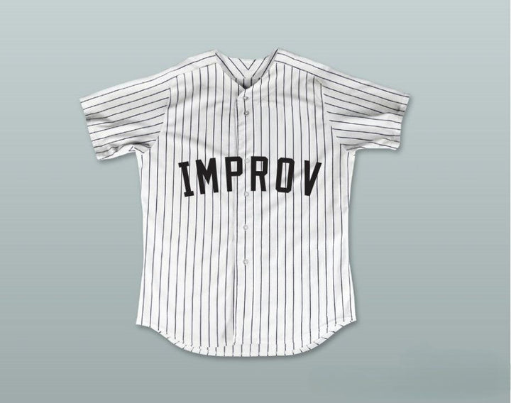 Custom Any Name Number GEORGE COSTANZA 17 IMPROV WHITE PINSTRIPED BASEBALL JERSEY 'THE UNDERSTUDY' Top Stitched S-6XL