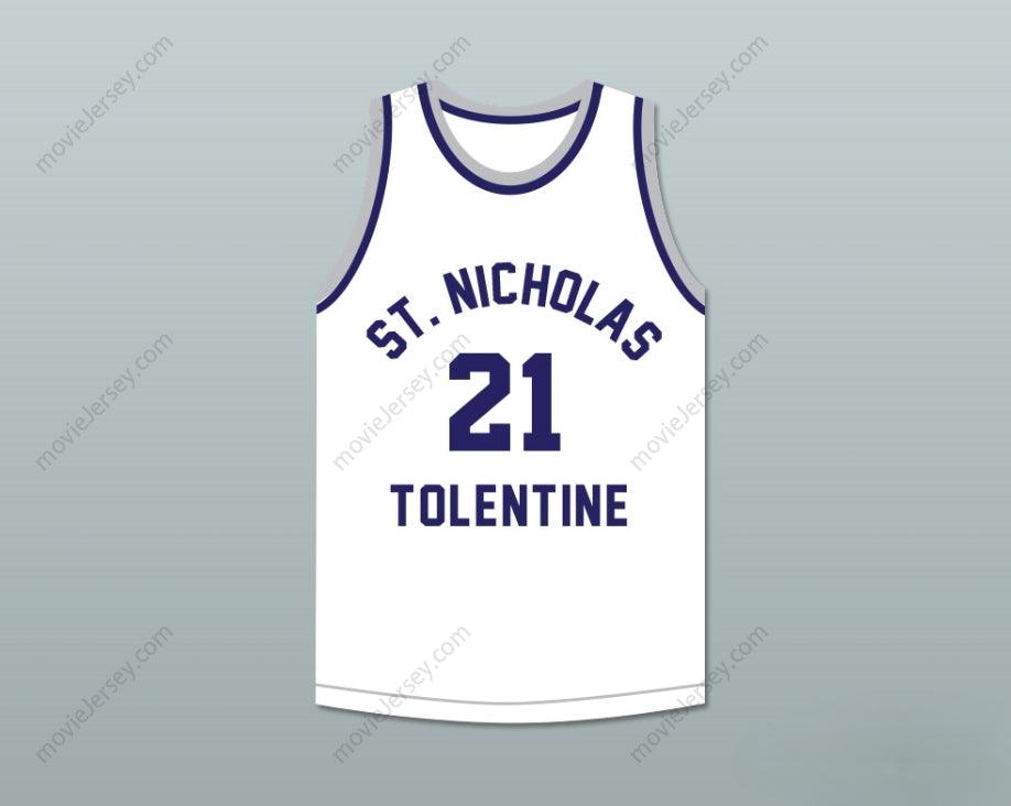 CUSTOM ANY Name Number MALIK SEALY 21 ST. NICHOLAS OF TOLENTINE HIGH SCHOOL WHITE BASKETBALL JERSEY Top Stitched S-6XL