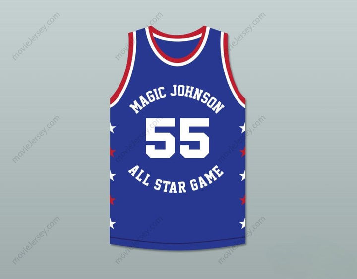 CUSTOM ANY Name Number KIKI VANDEWEGHE 55 MAGIC JOHNSON ALL STAR GAME BLUE BASKETBALL JERSEY 1986 MIDSUMMER NIGHT'S MAGIC CHARITY EVENT Top Stitched S-6XL