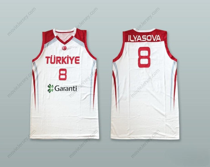 CUSTOM ANY Name Number ERSAN ILYASOVA 8 TURKEY WHITE BASKETBALL JERSEY Top Stitched S-6XL