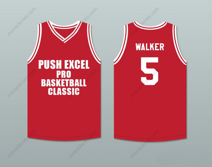 CUSTOM ANY Name Number DARRELL WALKER 5 PUSH EXCEL PRO BASKETBALL CLASSIC RED BASKETBALL JERSEY 1988 CHARITY EVENT Top Stitched S-6XL