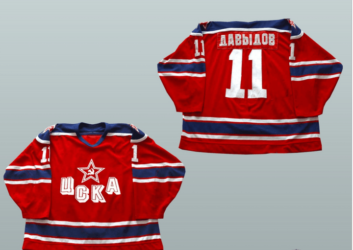 Custom Any Name Number Evgeny Davydov Central Red Army Hockey Jersey Top Stitched S-6XL