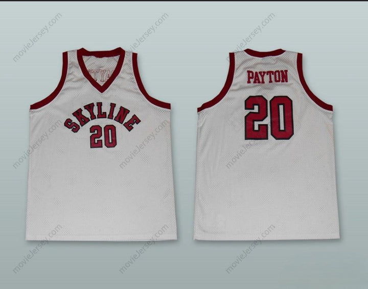 CUSTOM ANY Name Number GARY PAYTON 20 SKYLINE HIGH SCHOOL BASKETBALL JERSEY WHITE Top Stitched S-6XL