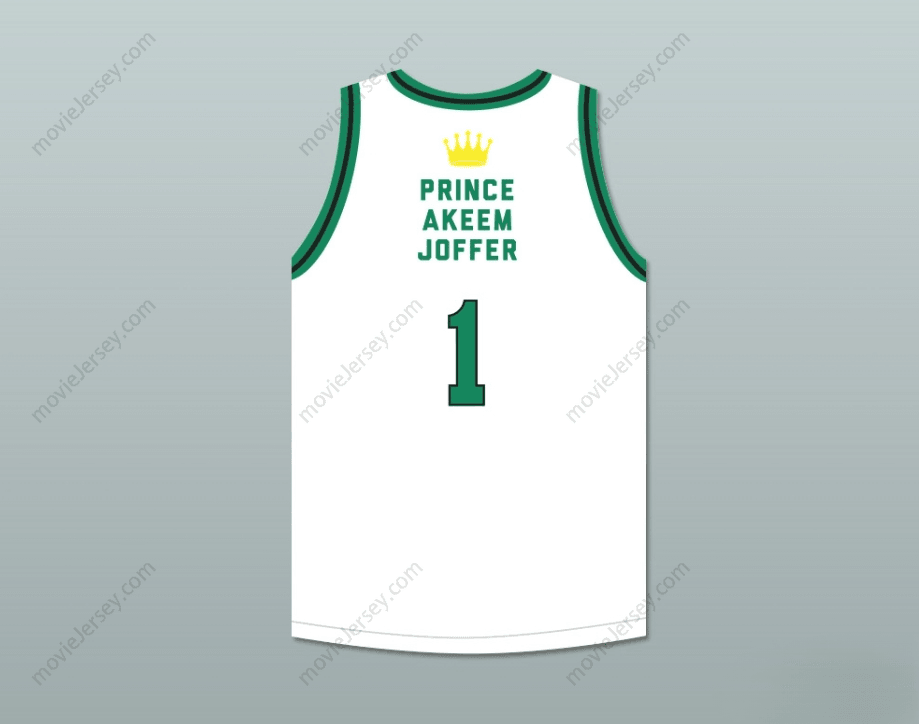 CUSTOM ANY Name Number PRINCE AKEEM JOFFER 1 FICTIONAL AFRICAN COUNTRY WHITE BASKETBALL JERSEY WITH FLAG PATCH Top Stitched S-6XL