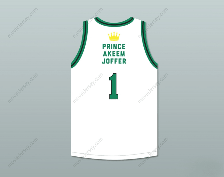 CUSTOM ANY Name Number PRINCE AKEEM JOFFER 1 FICTIONAL AFRICAN COUNTRY WHITE BASKETBALL JERSEY WITH FLAG PATCH Top Stitched S-6XL