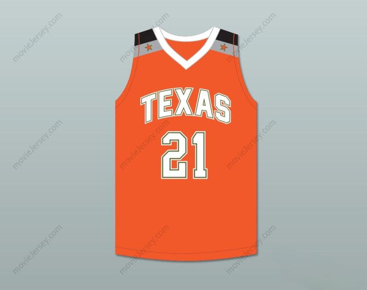 CUSTOM ANY Name Number ALEX CARUSO 21 TEXAS D1 AMBASSADORS  ORANGE BASKETBALL JERSEY 1 Top Stitched S-6XL