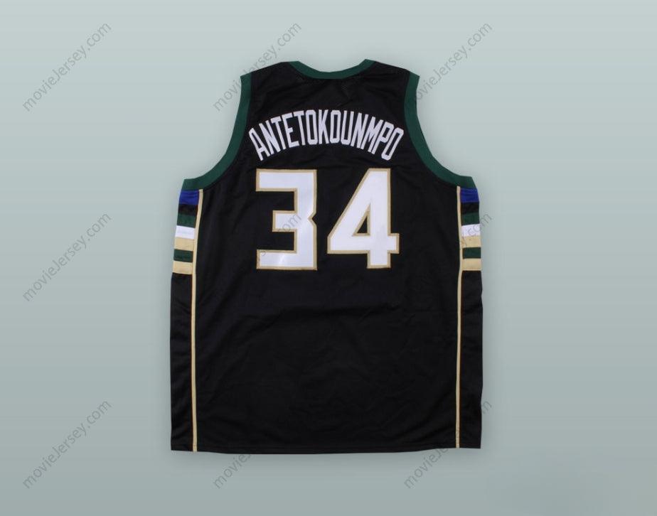 CUSTOM ANY Name Number GIANNIS ANTETOKOUNMPO 34 GREEK FREAK BLACK BASKETBALL JERSEY 1 Top Stitched S-6XL