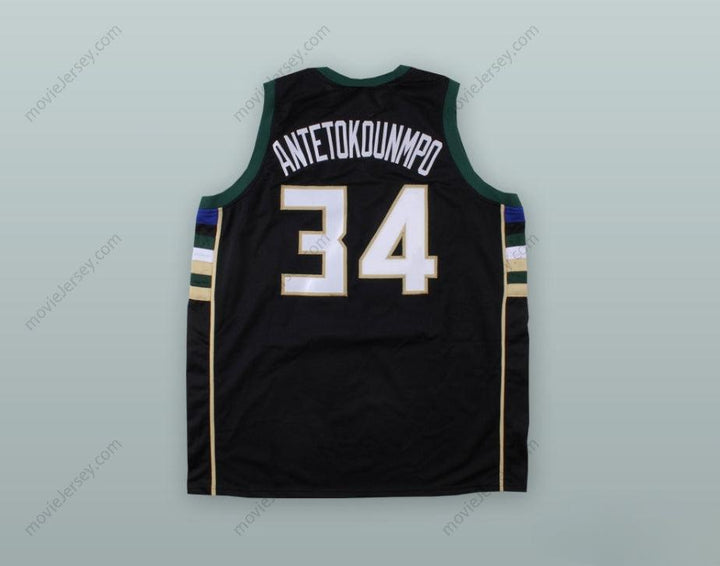 CUSTOM ANY Name Number GIANNIS ANTETOKOUNMPO 34 GREEK FREAK BLACK BASKETBALL JERSEY 1 Top Stitched S-6XL