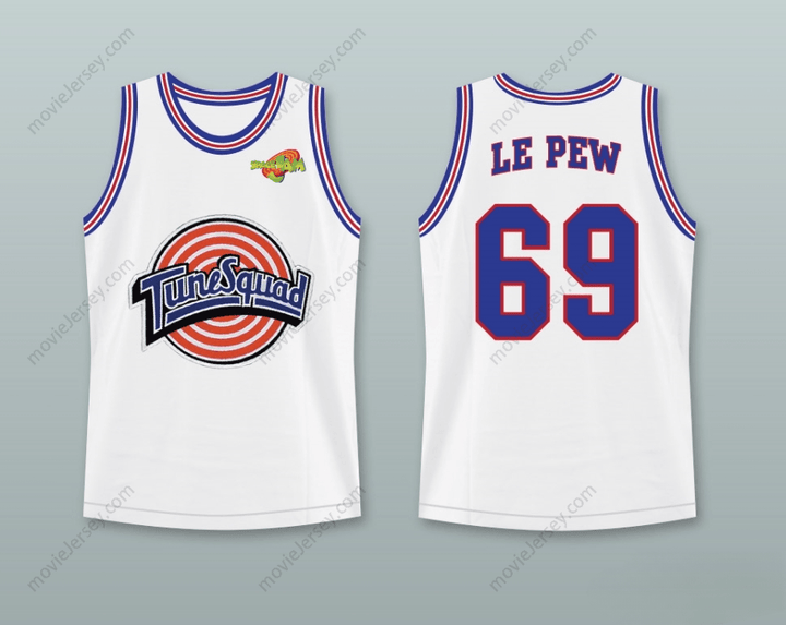 CUSTOM ANY Name Number PEPÉ LE PEW 69 TUNE SQUAD BASKETBALL JERSEY WITH SPACE JAM PATCH Top Stitched S-6XL