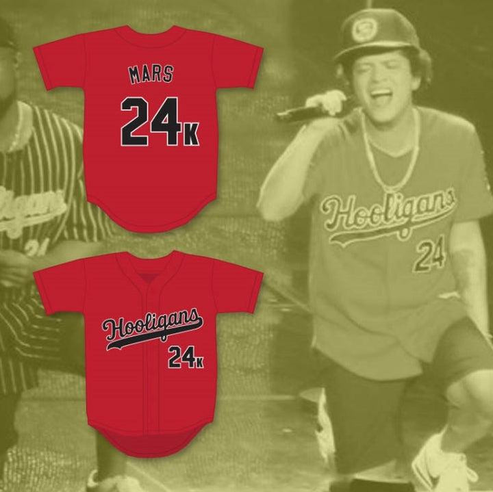 Custom Any Name Number MARS 24K HOOLIGANS RED BASEBALL JERSEY Top Stitched S-6XL