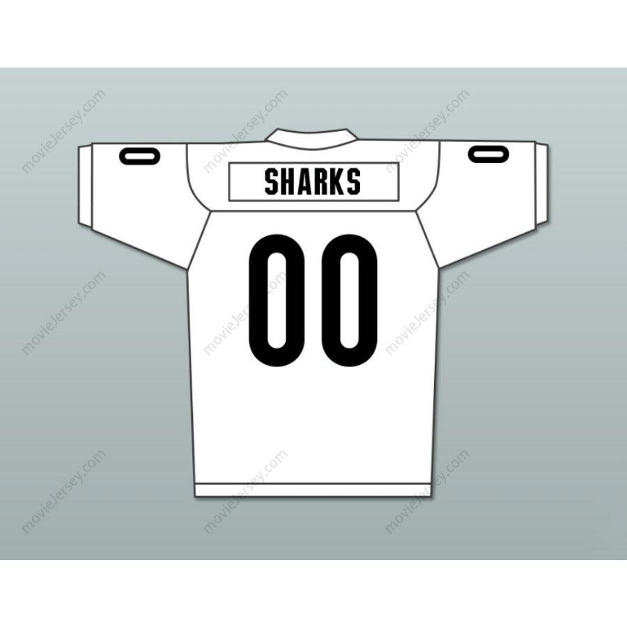 CUSTOM ANY Name Number SHARKS MASCOT 00 MIAMI SHARKS WHITE TRIM Football Jersey Top Stitched S-6XL