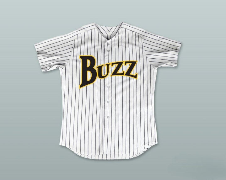Custom Any Name Number BILLY 'DOWNTOWN' ANDERSON 8 BUZZ WHITE PINSTRIPED BASEBALL JERSEY MAJOR LEAGUE: BACK TO THE MINORS Top Stitched S-6XL