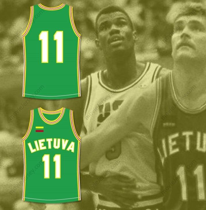 CUSTOM ANY Name Number ARVYDAS SABONIS 11 LITHUANIA BASKETBALL JERSEY STITCH SEWN Top Stitched S-6XL