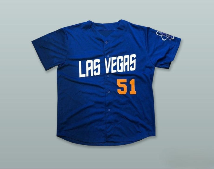 Custom Any Name Number  51S BLUE BUTTON DOWN BASEBALL JERSEY Top Stitched S-6XL
