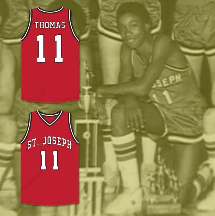 CUSTOM ANY Name Number ISIAH THOMAS 11 CHARGERS HIGH SCHOOL RED BASKETBALL JERSEY HOOP DREAMS Top Stitched S-6XL