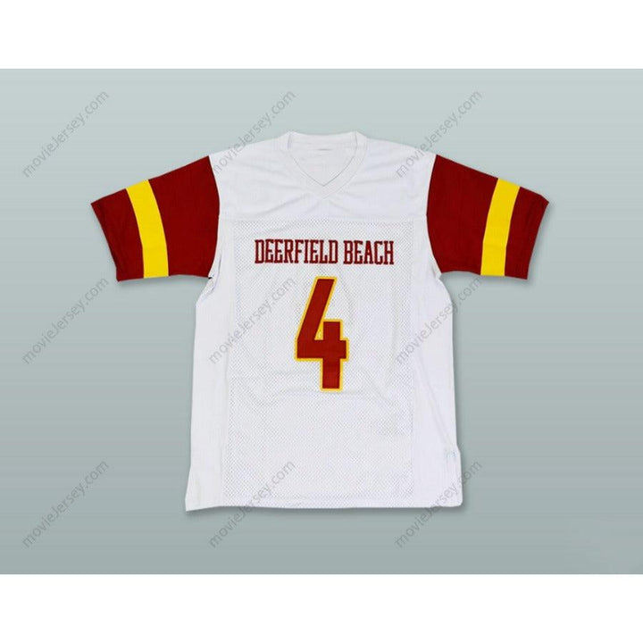 CUSTOM ANY Name Number JERRY JEUDY 4 DEERFIELD BEACH HIGH SCHOOL WHITE Football Jersey Top Stitched S-6XL