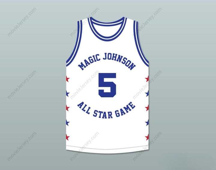 CUSTOM ANY Name Number DANNY MANNING 5 MAGIC JOHNSON ALL STAR GAME WHITE BASKETBALL JERSEY 1990 MIDSUMMER NIGHT'S MAGIC CHARITY EVENT Top Stitched S-6XL