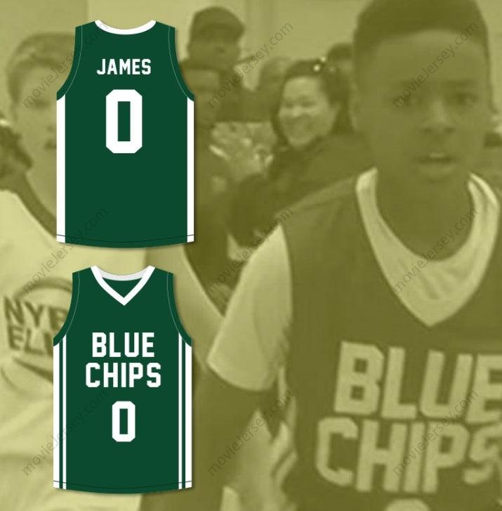 CUSTOM ANY Name Number LEBRON JAMES JR 0 BLUE CHIPS GREEN BASKETBALL JERSEY 2 Top Stitched S-6XL