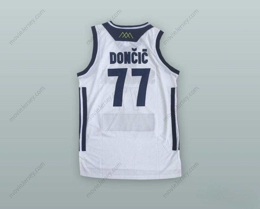 CUSTOM ANY Name Number LUKA DONCIC 77 SLOVENIJA WHITE BASKETBALL JERSEY Top Stitched S-6XL